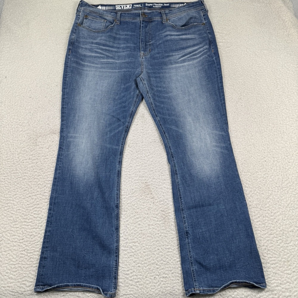 Seven7 Jeans Mens 40x32 Slim Boot Super Flex Blue Denim‎ Faded Whiskered EUC